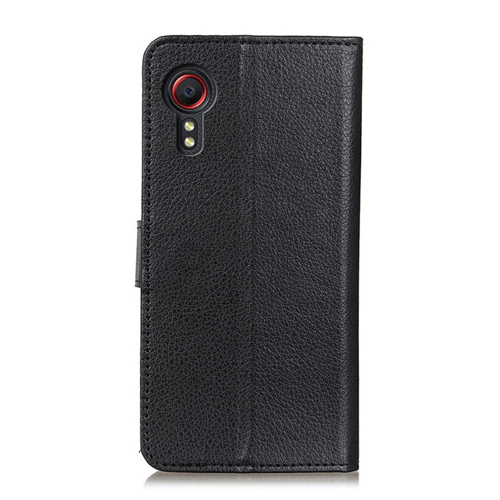 Classic Style Litchi Texture PU Leather Wallet Phone Stand Case for Samsung Galaxy Xcover 5