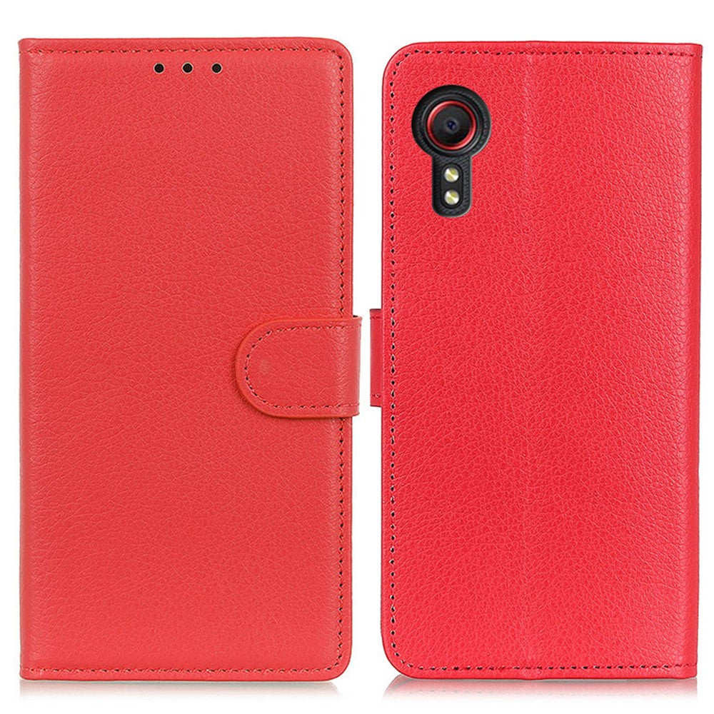 Classic Style Litchi Texture PU Leather Wallet Phone Stand Case for Samsung Galaxy Xcover 5