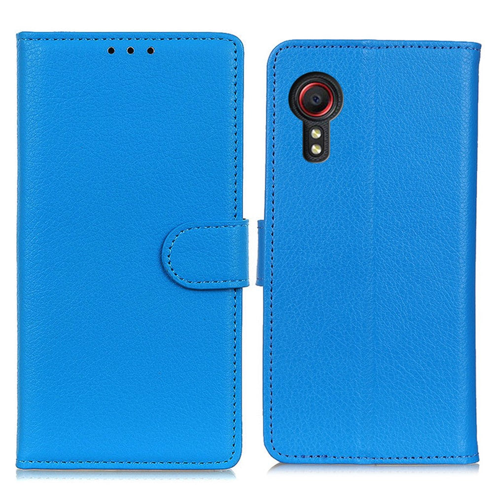 Classic Style Litchi Texture PU Leather Wallet Phone Stand Case for Samsung Galaxy Xcover 5