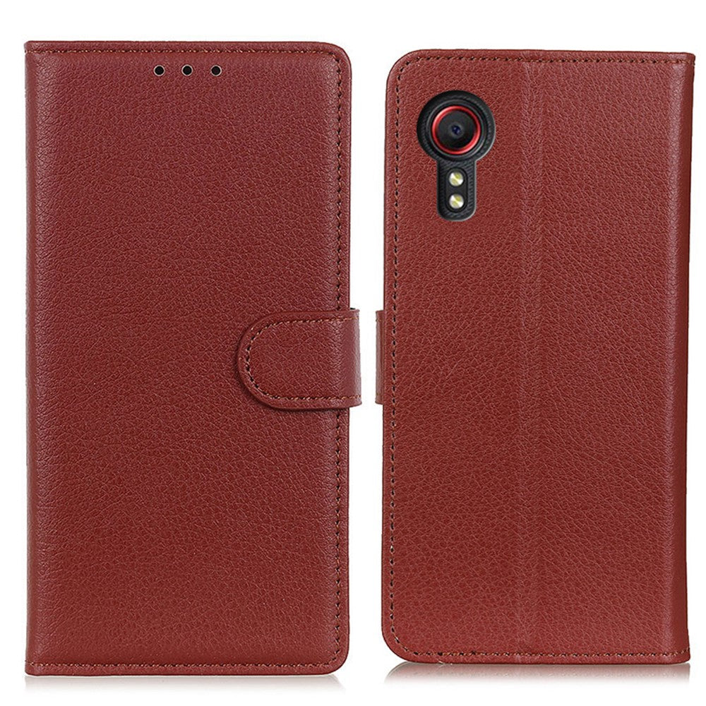 Classic Style Litchi Texture PU Leather Wallet Phone Stand Case for Samsung Galaxy Xcover 5