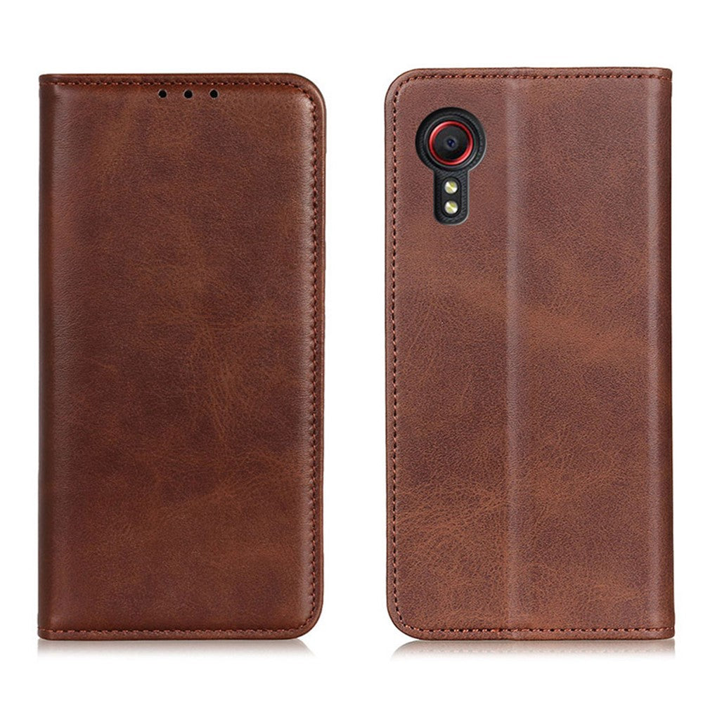 Magnetic Closure Split Leather Wallet Stand Phone Cover Case for Samsung Galaxy Xcover 5