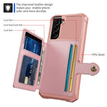 Kickstand Leather Coated TPU Protector Cover with Card Holder [Built-in Magnetic Sheet] for Samsung Galaxy S21 5G/4G