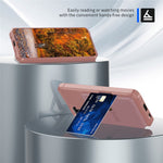 Kickstand Leather Coated TPU Protector Cover with Card Holder [Built-in Magnetic Sheet] for Samsung Galaxy S21 5G/4G