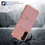 Kickstand Leather Coated TPU Protector Cover with Card Holder [Built-in Magnetic Sheet] for Samsung Galaxy S21 5G/4G
