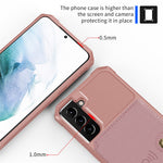 Kickstand Leather Coated TPU Protector Cover with Card Holder [Built-in Magnetic Sheet] for Samsung Galaxy S21 5G/4G
