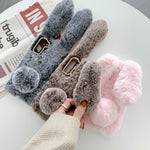 Kaninformet Fluffy Pelsbelagt TPU Telefoncover til Samsung Galaxy S21 5G/4G