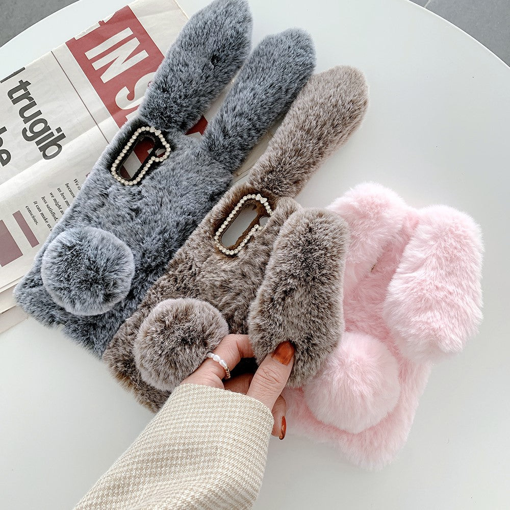 Kaninformet Fluffy Pelsbelagt TPU Telefoncover til Samsung Galaxy S21 5G/4G