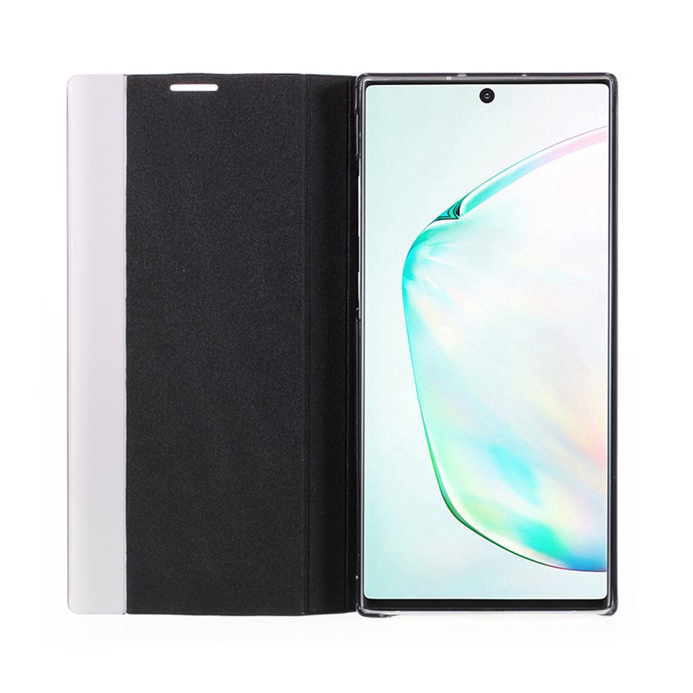 For Samsung Galaxy Note 10 Plus PU Leather Auto-Absorbed Shell View Window Stand Phone Case