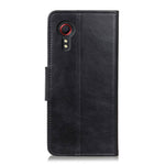 Folio Flip Wallet Design Crazy Horse Texture PU Leather Stand Protector Cover for Samsung Galaxy Xcover 5