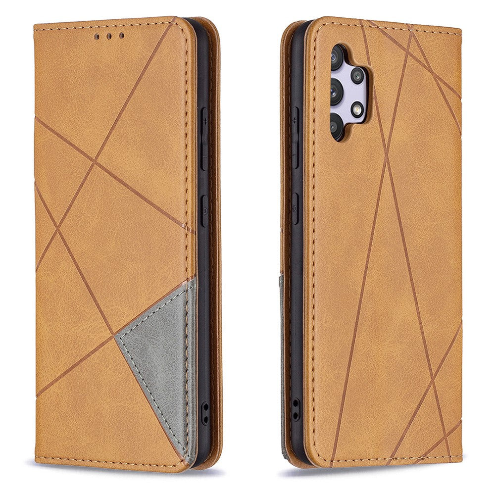 Geometric Pattern Leather Stand Case with Card Slots for Samsung Galaxy A32 4G (EU Version)