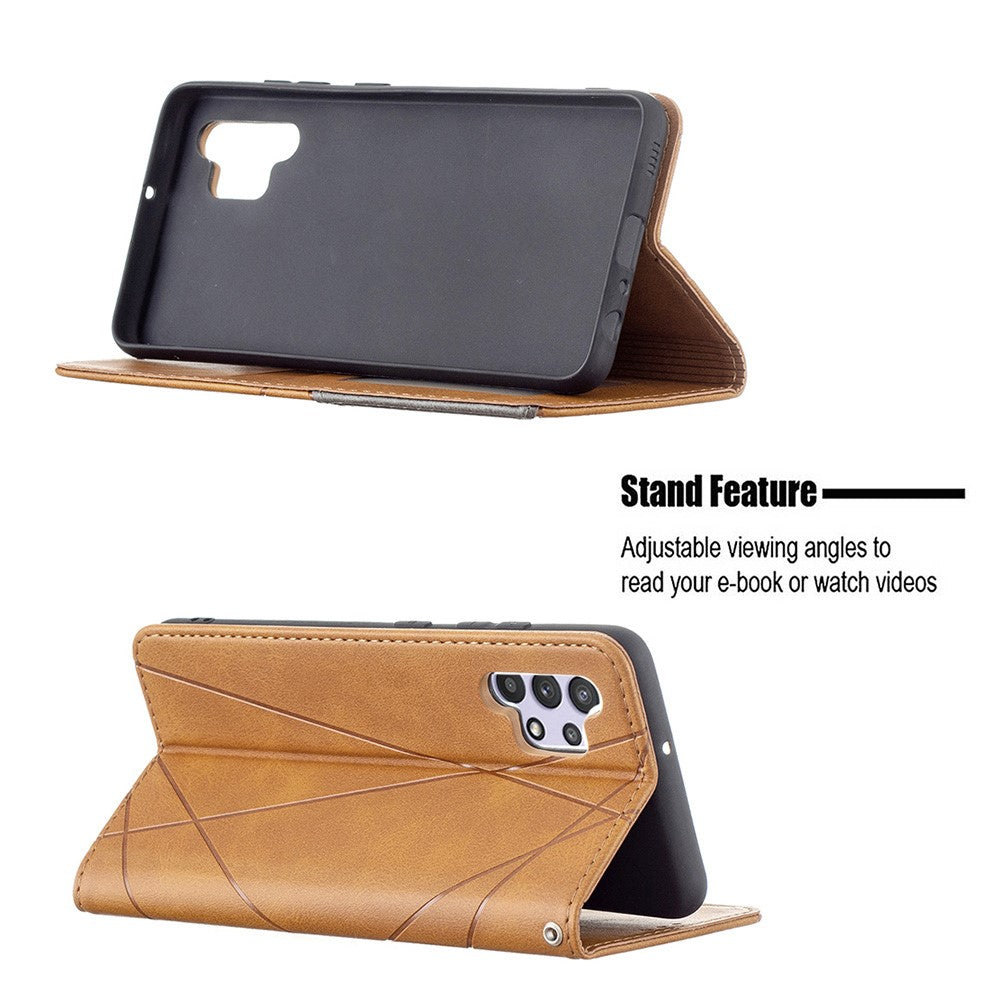 Geometric Pattern Leather Stand Case with Card Slots for Samsung Galaxy A32 4G (EU Version)