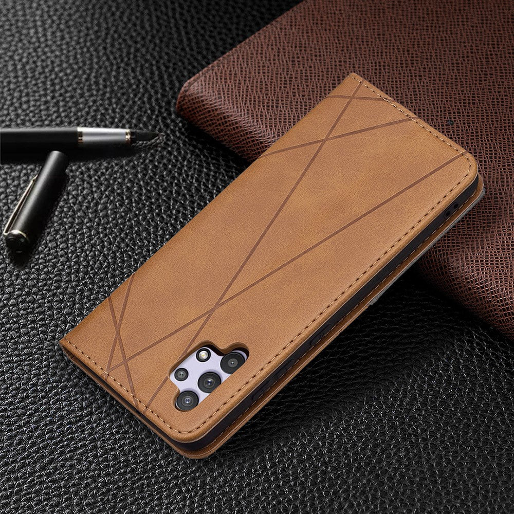 Geometric Pattern Leather Stand Case with Card Slots for Samsung Galaxy A32 4G (EU Version)