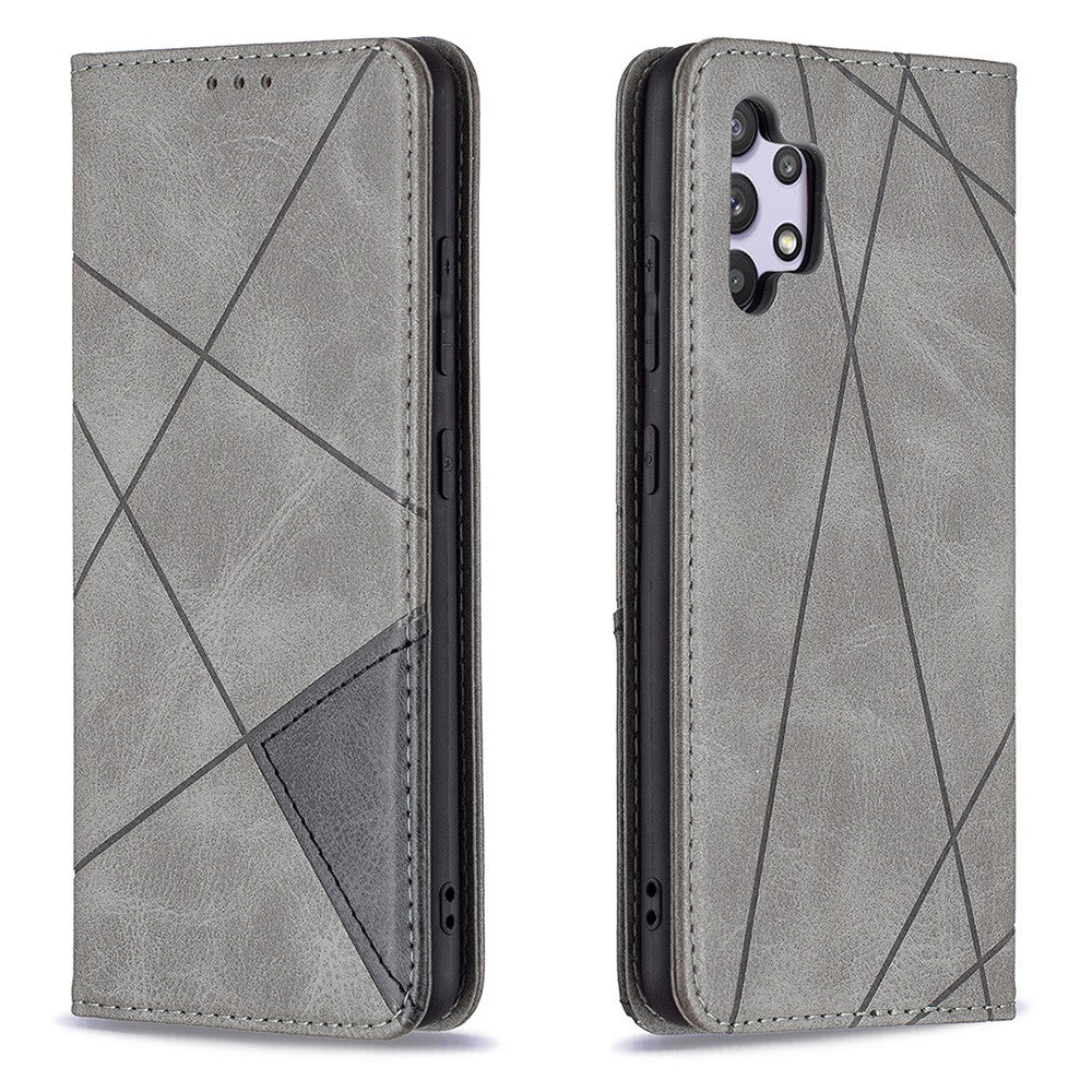 Geometric Pattern Leather Stand Case with Card Slots for Samsung Galaxy A32 4G (EU Version)