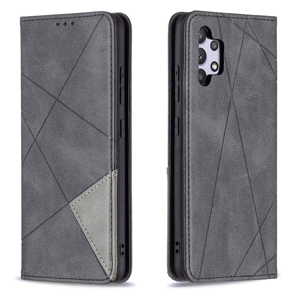 Geometric Pattern Leather Stand Case with Card Slots for Samsung Galaxy A32 4G (EU Version)