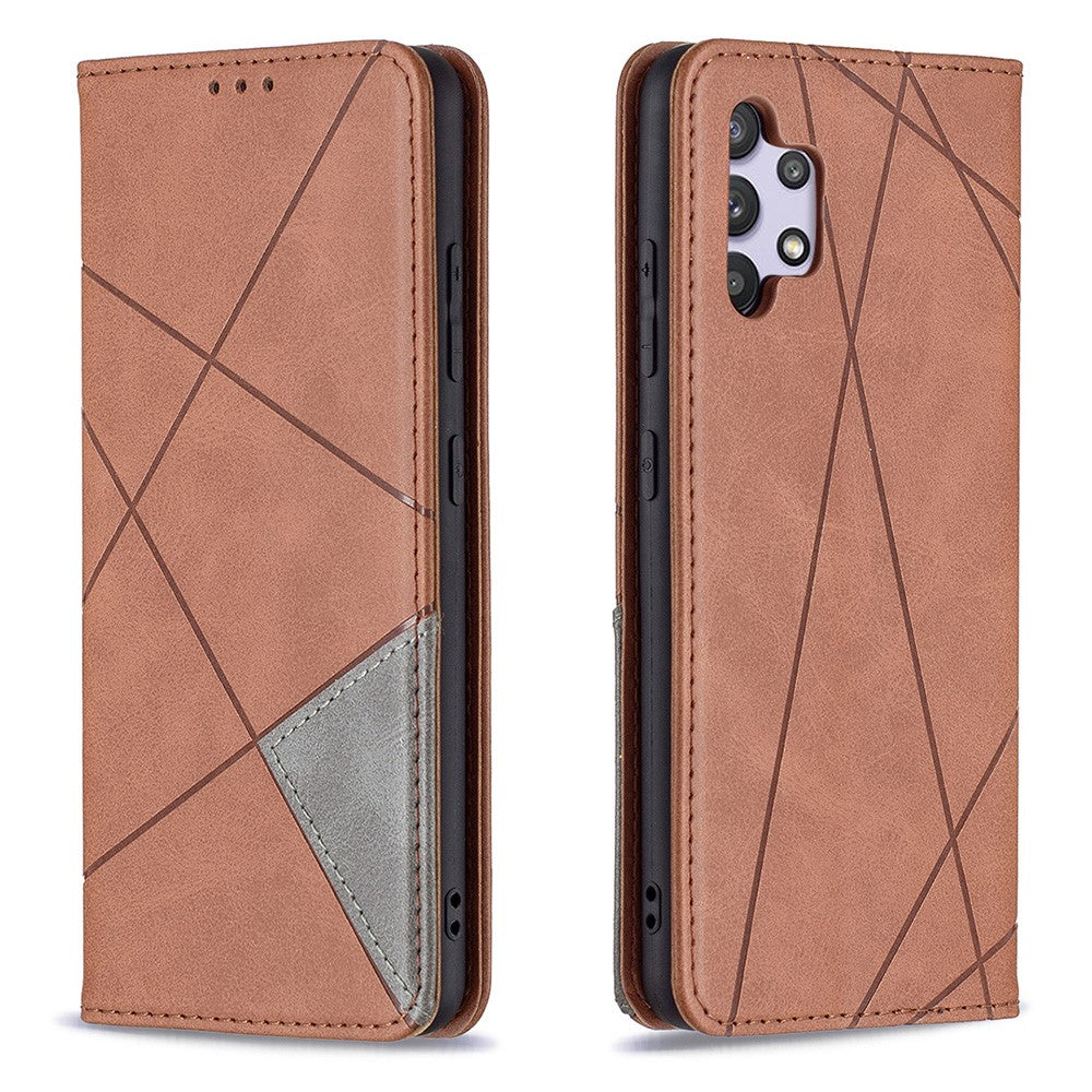 Geometric Pattern Leather Stand Case with Card Slots for Samsung Galaxy A32 4G (EU Version)