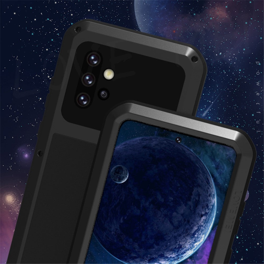 LOVE MEI stødsikkert, faldsikkert og støvtæt robust cover med hærdet glasfilm til Samsung Galaxy A52 4G / 5G / A52s 5G