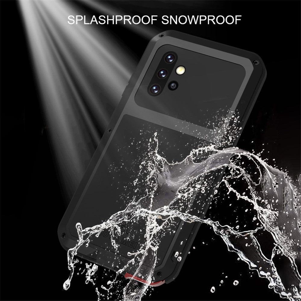 LOVE MEI stødsikkert, faldsikkert og støvtæt robust cover med hærdet glasfilm til Samsung Galaxy A52 4G / 5G / A52s 5G