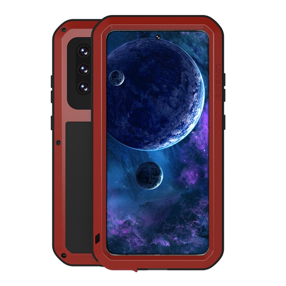 LOVE MEI stødsikkert, faldsikkert og støvtæt robust cover med hærdet glasfilm til Samsung Galaxy A52 4G / 5G / A52s 5G