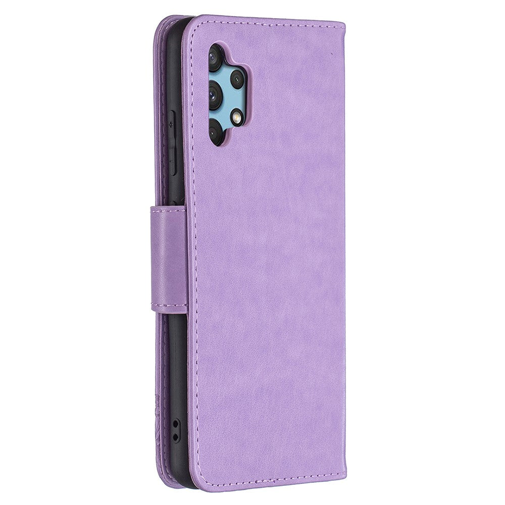 Imprint Butterfly Leather Wallet Case for Samsung Galaxy A32 4G (EU Version)
