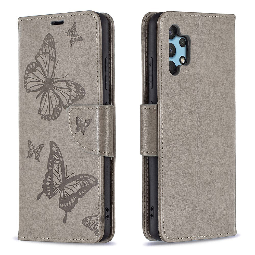 Imprint Butterfly Leather Wallet Case for Samsung Galaxy A32 4G (EU Version)