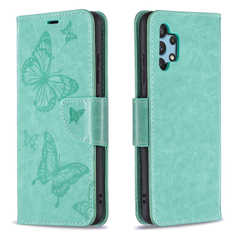 Imprint Butterfly Leather Wallet Case for Samsung Galaxy A32 4G (EU Version)