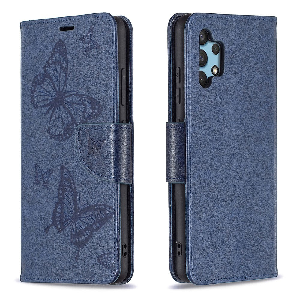Imprint Butterfly Leather Wallet Case for Samsung Galaxy A32 4G (EU Version)