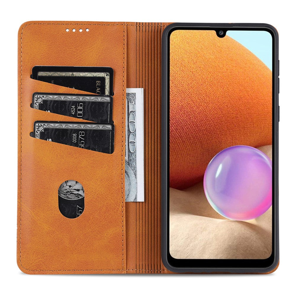 AZNS Stand Wallet Auto-absorbed Magnetic Leather Case for Samsung Galaxy A32 4G