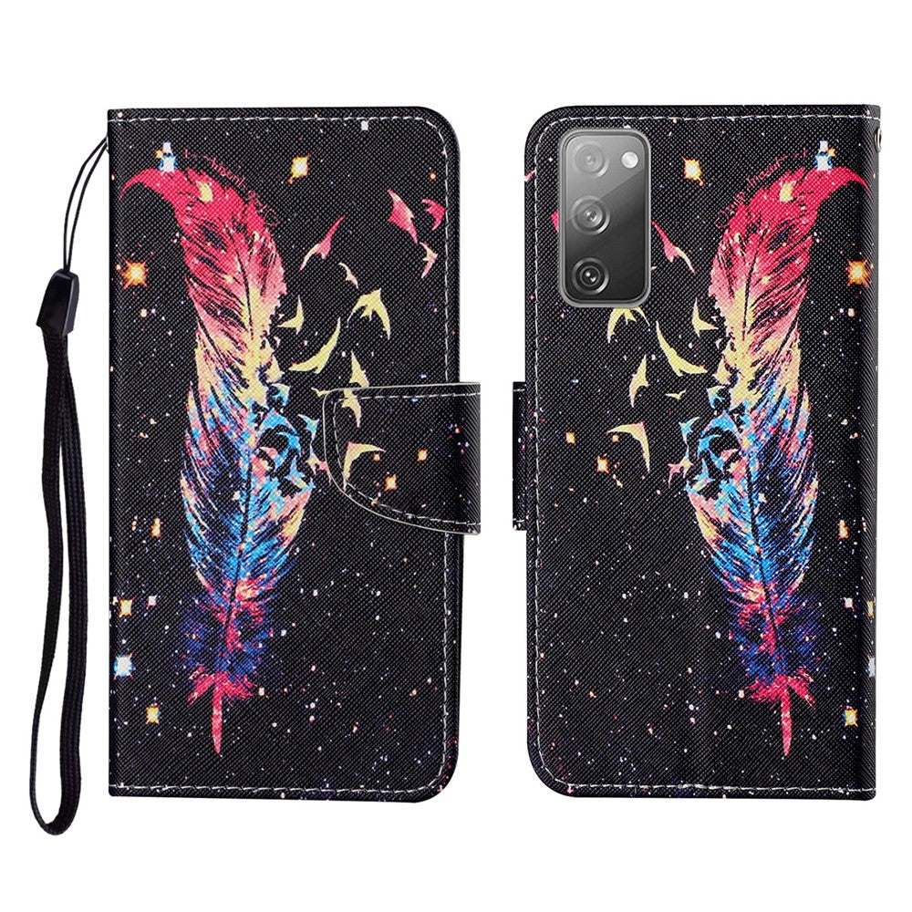 Mönstertryck Plånboksdesign mobilskal PU-läder Stativskal med rem för Samsung Galaxy S20 FE/S20 Fan Edition/S20 FE 5G/S20 Fan Edition 5G/S20 Lite/S20 FE 2022