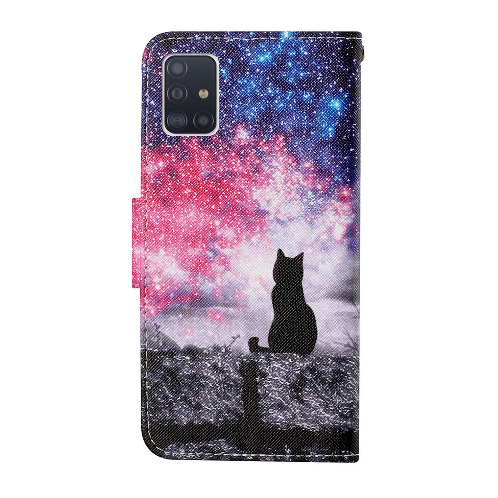 Pung Etui i PU-læder med krydsstruktur, der beskytter hele telefonen, med standerfunktion til Samsung Galaxy A71 4G SM-A715