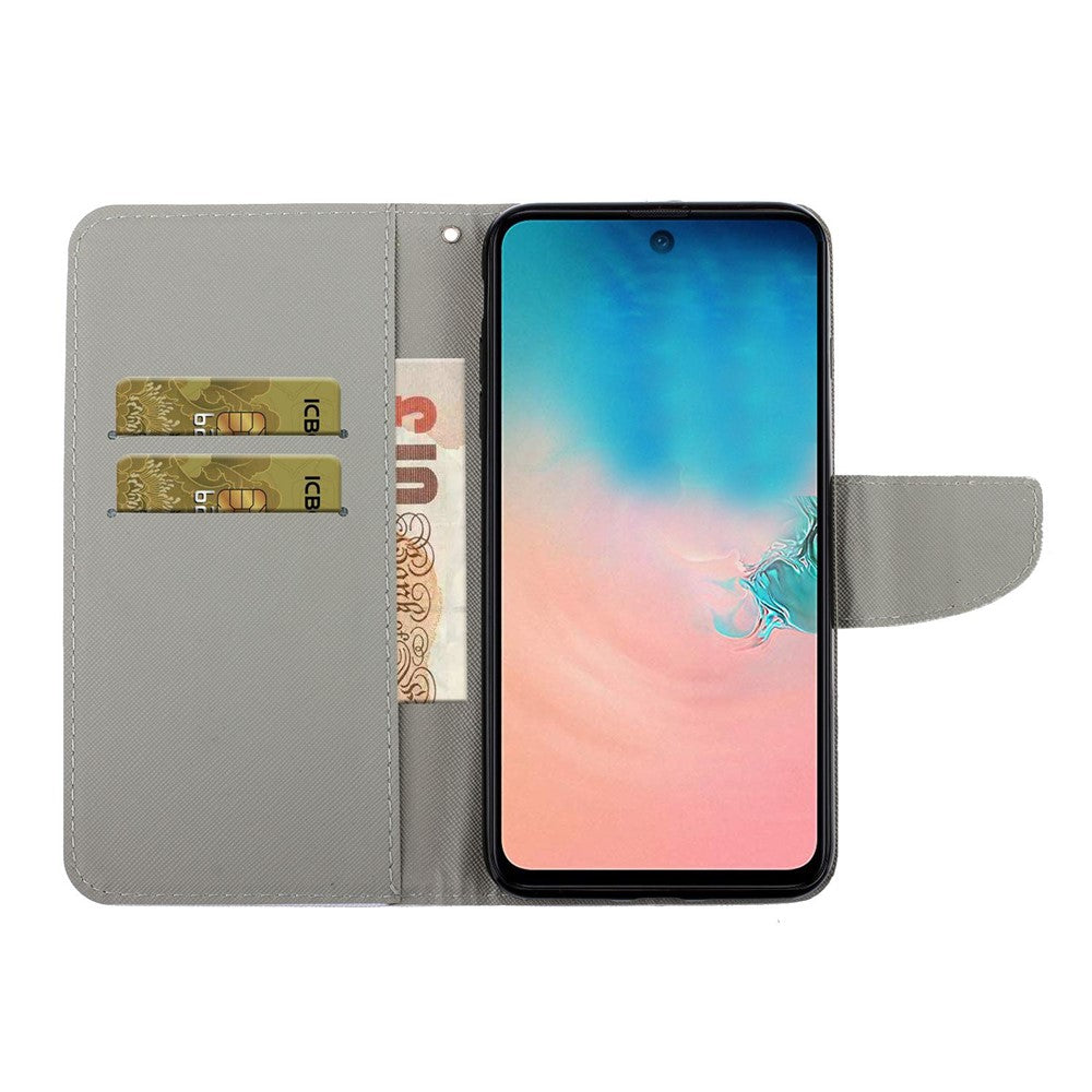 Pung Etui i PU-læder med krydsstruktur, der beskytter hele telefonen, med standerfunktion til Samsung Galaxy A71 4G SM-A715