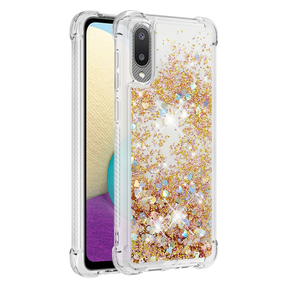 Moving Shiny Quicksand Glitter Reinforced Corners TPU Case for Samsung Galaxy A02 / M02 Phone Cover