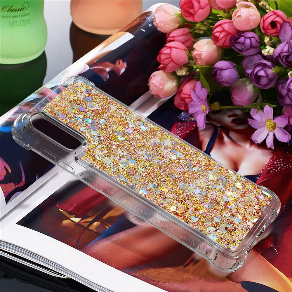 Moving Shiny Quicksand Glitter Reinforced Corners TPU Case for Samsung Galaxy A02 / M02 Phone Cover