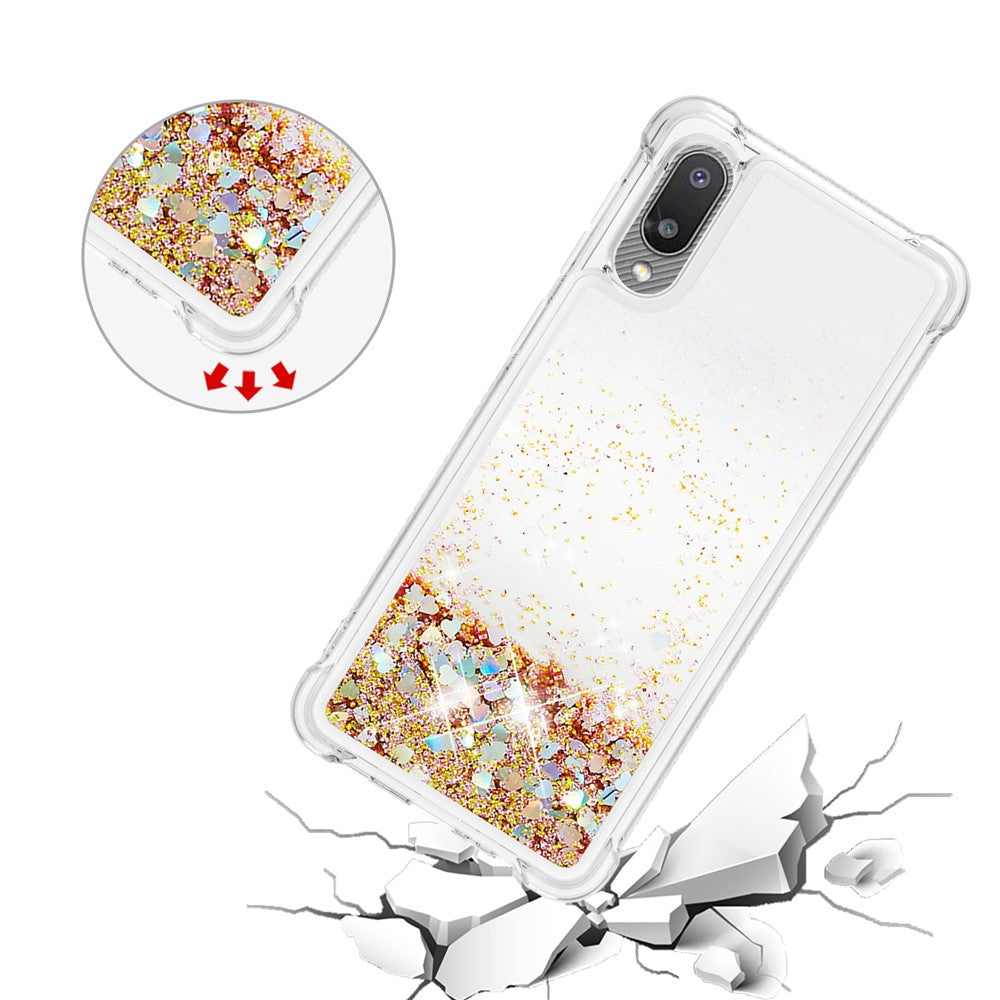 Moving Shiny Quicksand Glitter Reinforced Corners TPU Case for Samsung Galaxy A02 / M02 Phone Cover