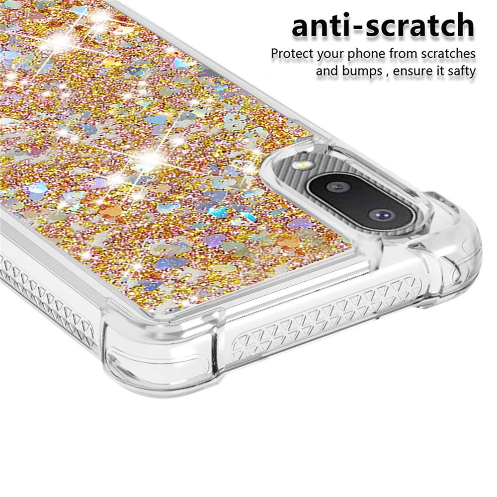 Moving Shiny Quicksand Glitter Reinforced Corners TPU Case for Samsung Galaxy A02 / M02 Phone Cover