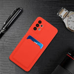 Drop-resistant Soft TPU Phone Case with Card Holder Cover for Samsung Galaxy A32 4G