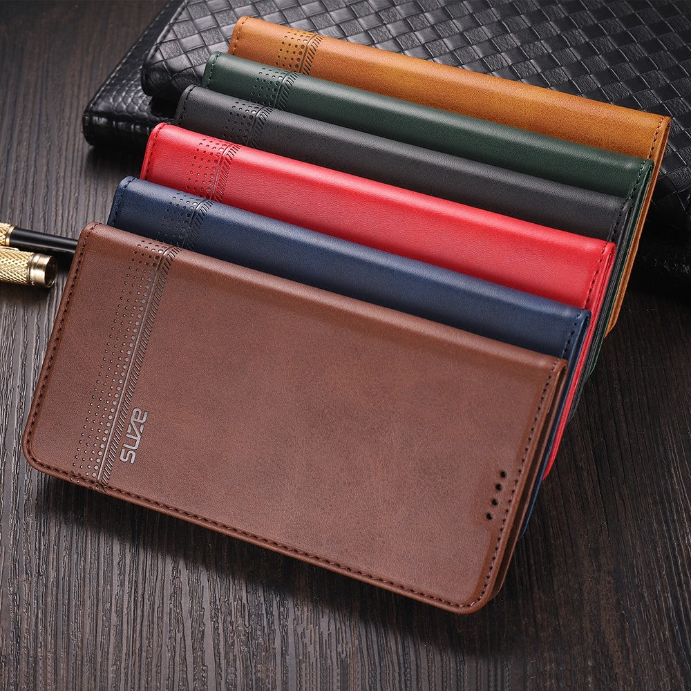AZNS Wallet Design Auto-absorberende Magnet Godt Beskyttet Læder Stand Mobilcover til Samsung Galaxy F62/M62