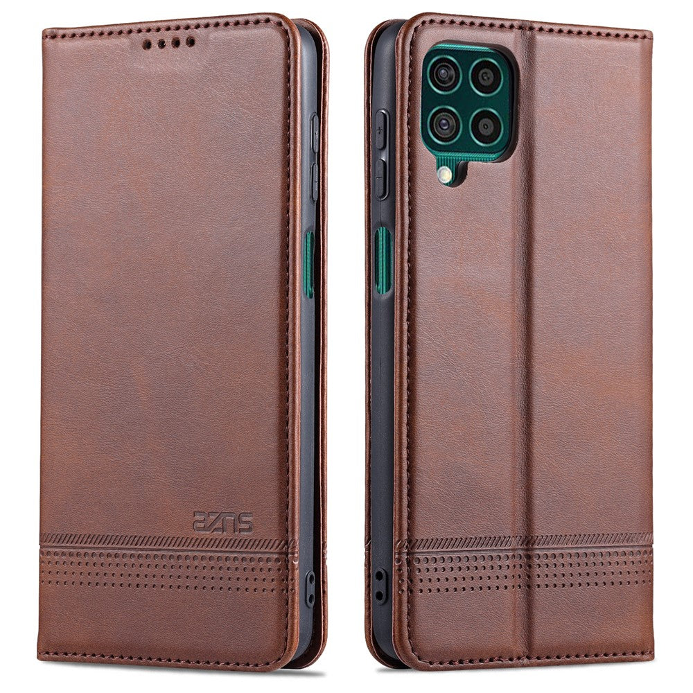 AZNS Wallet Design Auto-absorberende Magnet Godt Beskyttet Læder Stand Mobilcover til Samsung Galaxy F62/M62