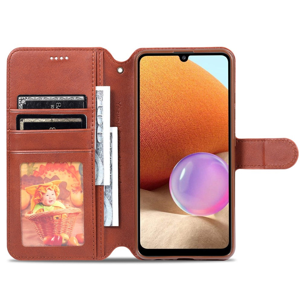 AZNS Wallet Design Læder Cover Telefon Stand Etui til Samsung Galaxy A32 4G
