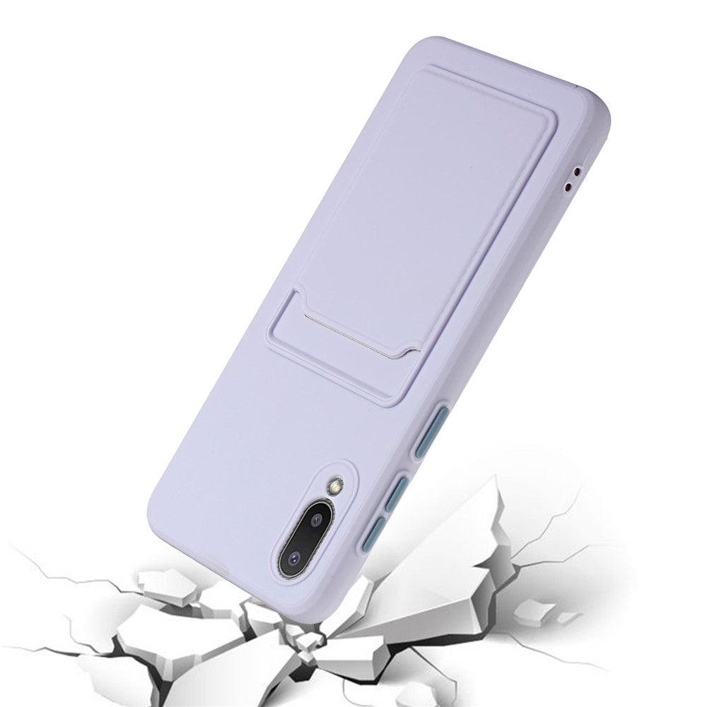 Soft TPU Phone Back Case Cover with Card Holder for Samsung Galaxy M02 / A02