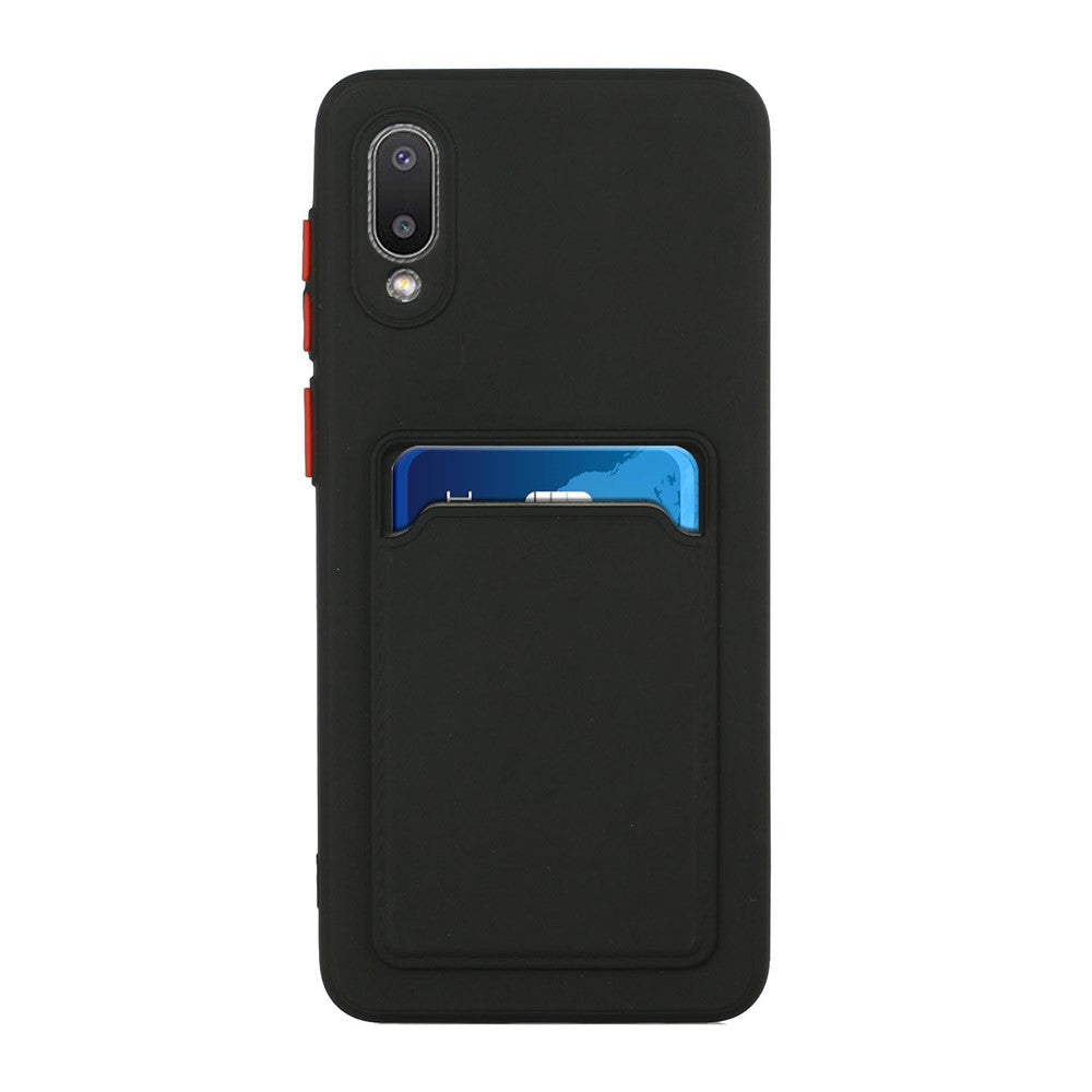 Soft TPU Phone Back Case Cover with Card Holder for Samsung Galaxy M02 / A02