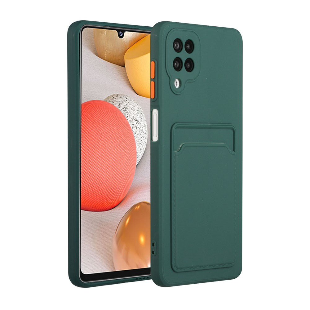 Soft TPU Phone Protection Case Cover with Card Holder for Samsung Galaxy M12 / A12