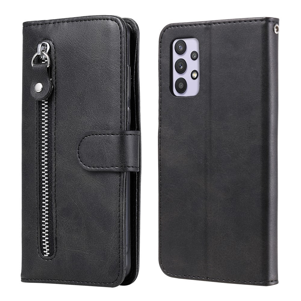 Zipper Pocket Wallet Leather Stand Phone Case Cover for Samsung Galaxy A32 4G (EU Version)