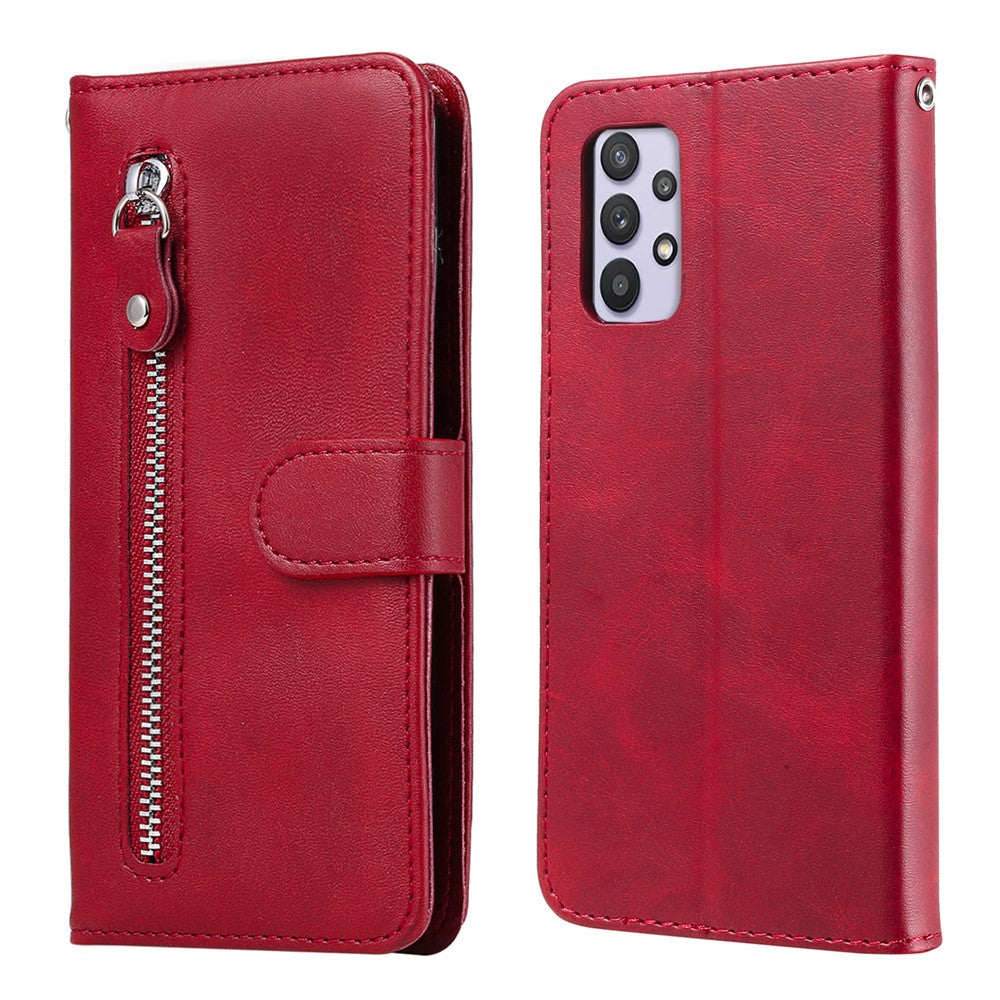 Zipper Pocket Wallet Leather Stand Phone Case Cover for Samsung Galaxy A32 4G (EU Version)