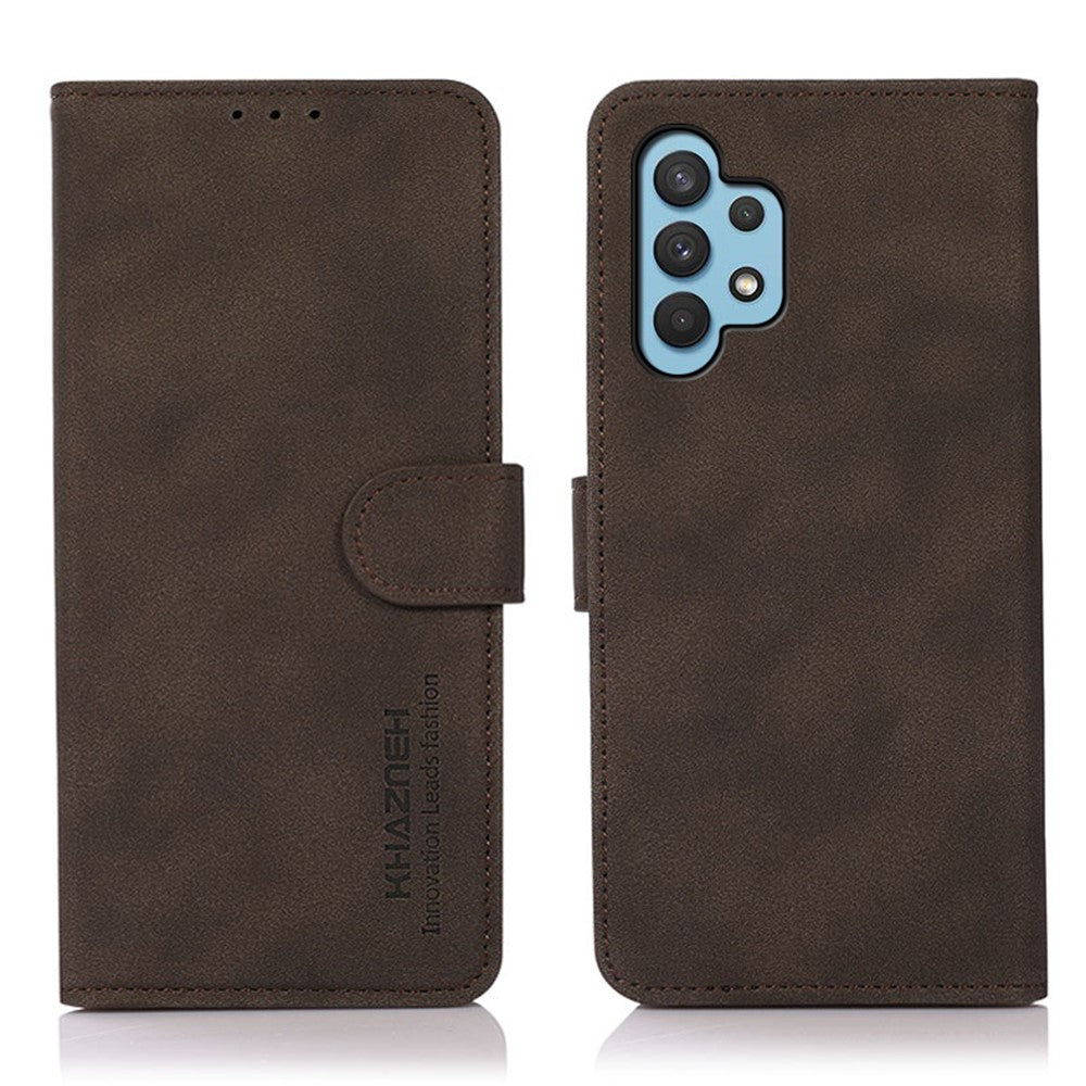 KHAZNEH Textured Leather Phone Cover Stand Case with Wallet Design for Samsung Galaxy A32 4G (EU Version)