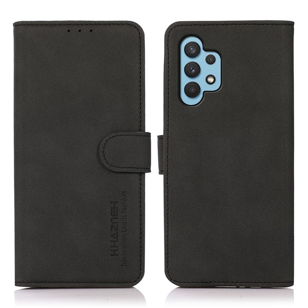 KHAZNEH Textured Surface Wallet Leather Phone Stand Cover Case for Samsung Galaxy A32 5G/M32 5G