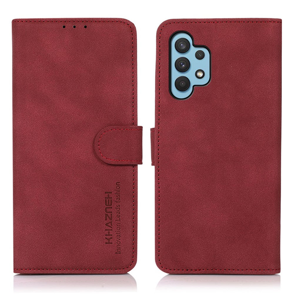 KHAZNEH Textured Surface Wallet Leather Phone Stand Cover Case for Samsung Galaxy A32 5G/M32 5G