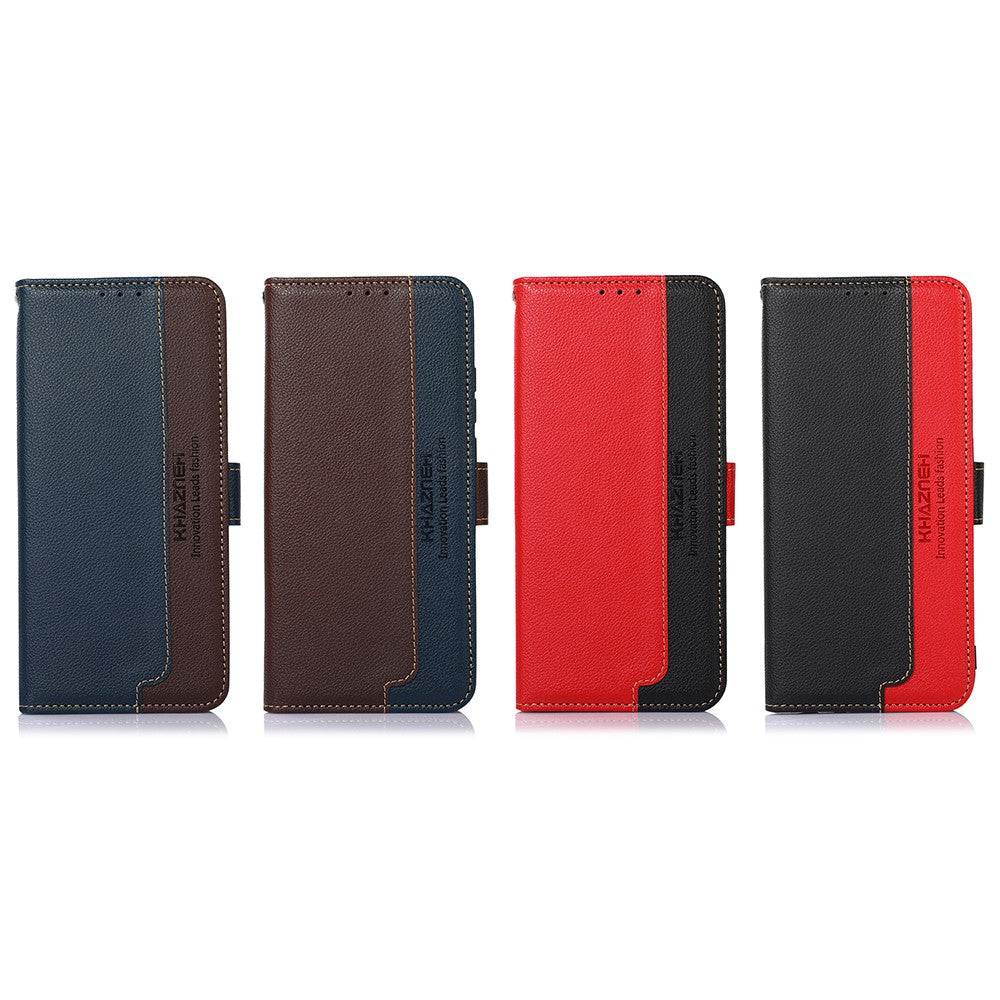 KHAZNEH RFID Blocking Anti-theft Swiping Function Litchi Skin Leather Phone Shell Case for Samsung Galaxy A32 4G (EU Version)