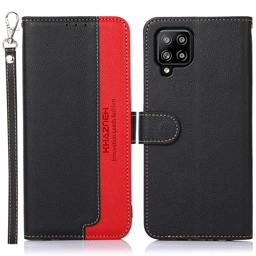 KHAZNEH Litchi Skin RFID-blokerende, tyverisikret, afskærmende funktion læder telefoncover til Samsung Galaxy A42 5G