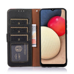 KHAZNEH Litchi Skin RFID-blokerende, tyverisikret, afskærmende funktion læder telefoncover til Samsung Galaxy A42 5G