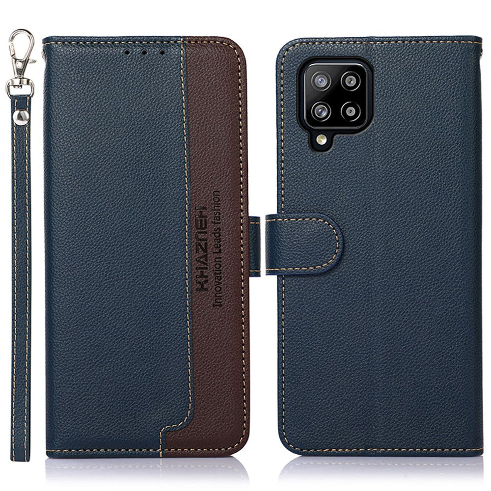 KHAZNEH Litchi Skin RFID-blokerende, tyverisikret, afskærmende funktion læder telefoncover til Samsung Galaxy A42 5G